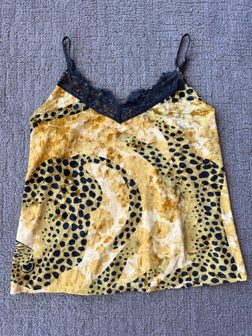 Sofia Vergara Intimates Lace Trim Cheetah Print Satin Cami Top Y2K - S